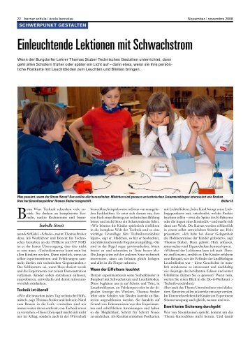 Berner Schule, Einleuchtende Lektionen - do-it-werkstatt.ch
