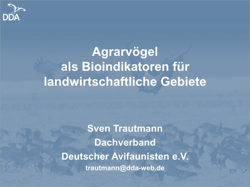 Agrarvögel als Bioindikatoren für landwirtschaftliche Gebiete - DO-G