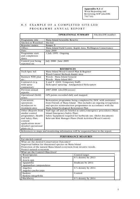 3. Site-led annual report - example: DOCDM-791802 (PDF, 78K)