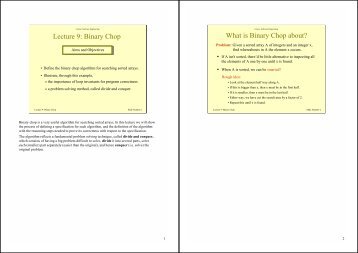 Lecture 9: Binary Chop What is Binary Chop about?