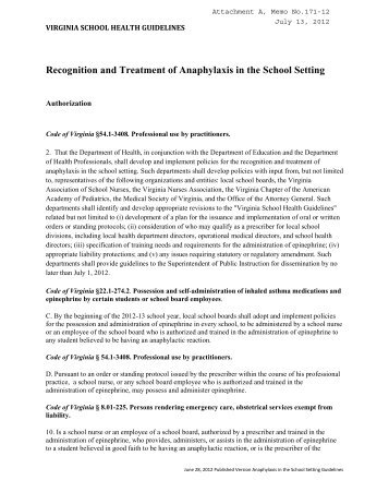 Recognition and Treatment of Anaphylaxis in the School Setting