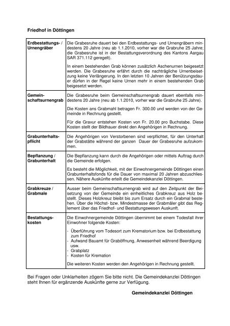 Wegleitung Todesfall - Gemeinde Döttingen