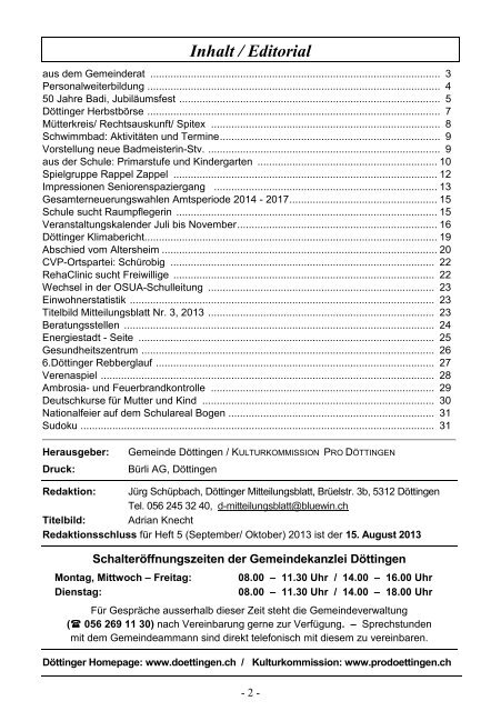 Mitteilungsblatt Nr. 4/2013 - Gemeinde Döttingen