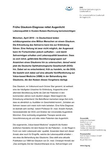 Frühe Glaukom-Diagnose rettet Augenlicht - DOG