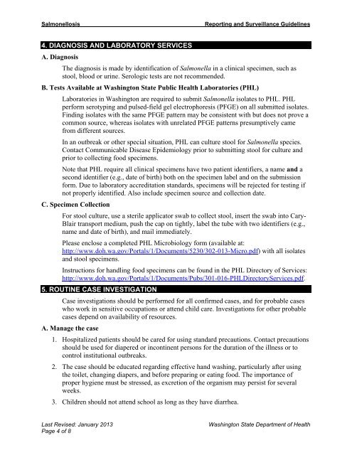 Salmonellosis Reporting and Investigation Guideline - Washington ...