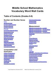 Middle School Mathematics Vocabulary Word Wall Cards - Virginia ...