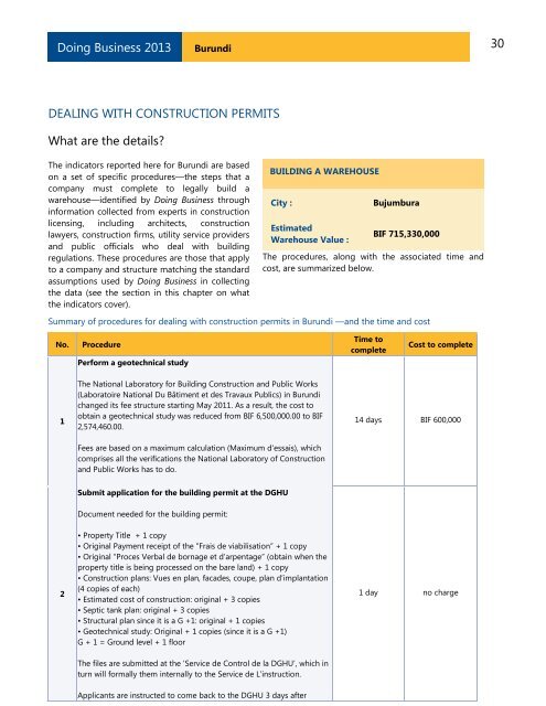 Economy Profile: Burundi - Doing Business