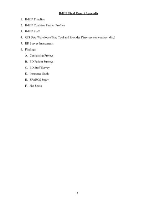 Final Report Appendix Examples Final Report Appendix - SUNY Downstate Medical Center