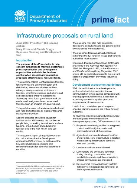 Infrastructure proposals on rural land - NSW Department of Primary ...