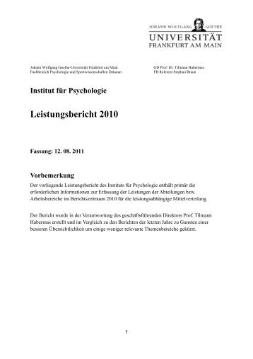 Leistungsbericht 2010 - Differentielle Psychologie & Psychologische ...
