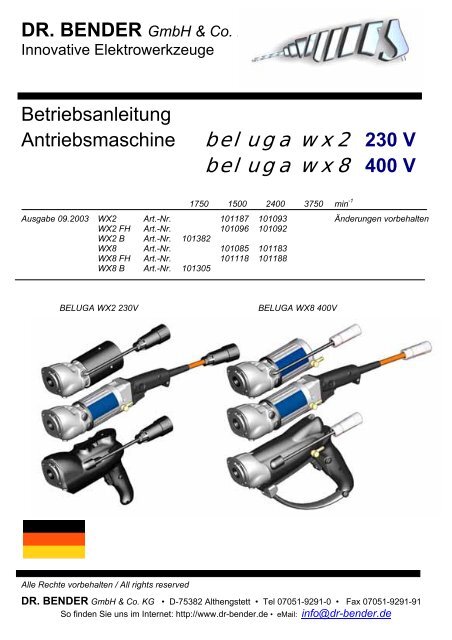 Betriebsanleitung - Dr. Bender GmbH