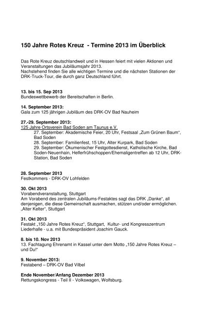 150 Jahre Rotes Kreuz - Termine 2013 im Überblick - DRK ...