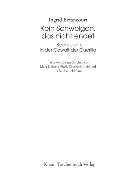 Kein Schweigen, das nicht endet - Verlagsgruppe Droemer Knaur