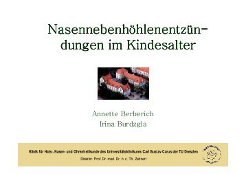 Vortrag Dr. Annette Berberich, Nasennebenhöhlenentzündungen im ...