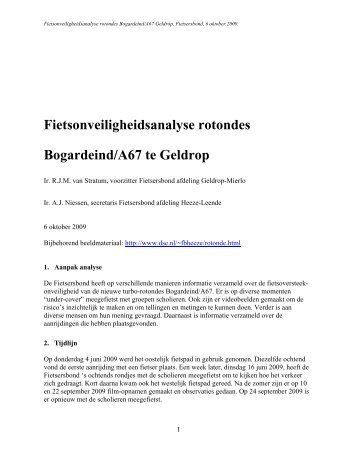 Fietsonveiligheidsanalyse rotondes Bogardeind/A67 te Geldrop