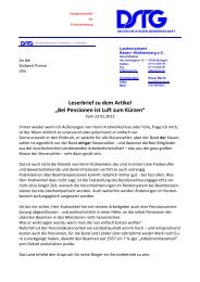 Leserbrief zu dem Artikel „Bei Pensionen ist Luft zum Kürzen“