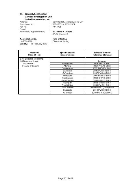 PAO Accredited Laboratories (as of November 2013) - DTI