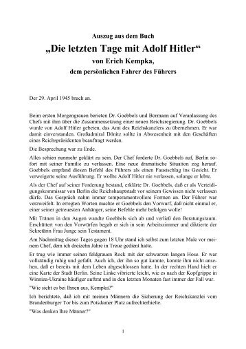 „Die letzten Tage mit Adolf Hitler“ von Erich Kempka ... - dullophob