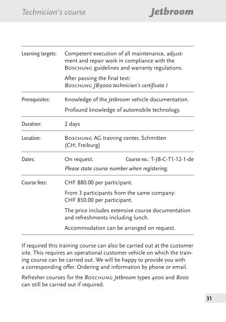 Technician's courses - Boschung