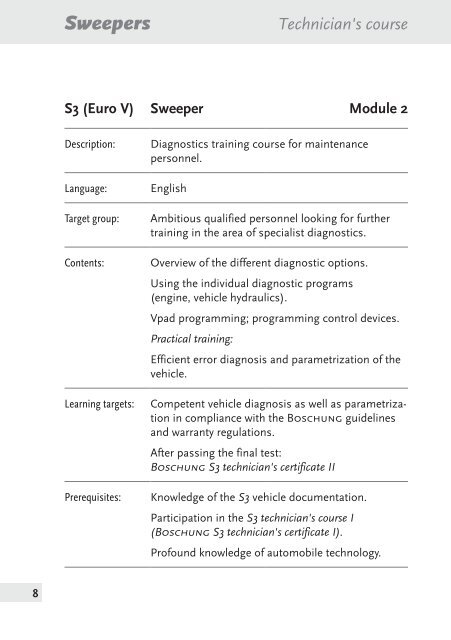 Technician's courses - Boschung