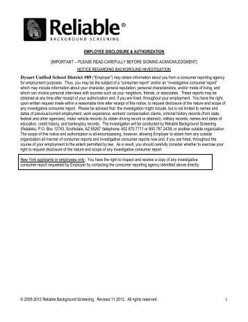 notice regarding background investigation - Dysart Unified School ...