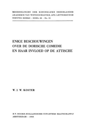 Enige beschouwingen over de Dorische comedie en haar ... - DWC