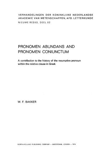 Pronomen Abundans and Pronomen Coniunctum. A ... - DWC