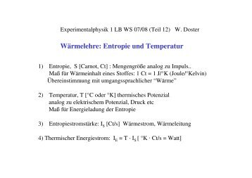 Wärmelehre: Entropie und Temperatur - E13