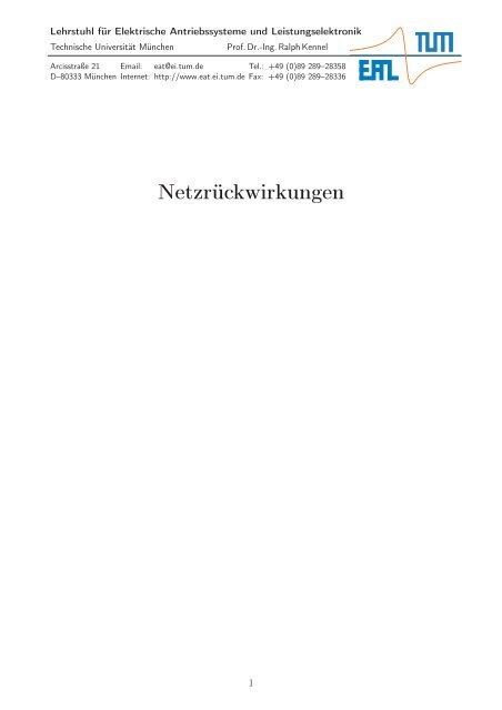 Netzrückwirkungen - EAL Lehrstuhl für Elektrische Antriebssysteme ...