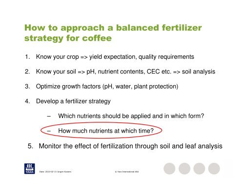 Balanced Fertilization - Key To Grow Fine Coffee - - EAFCA