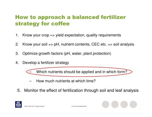 Balanced Fertilization - Key To Grow Fine Coffee - - EAFCA