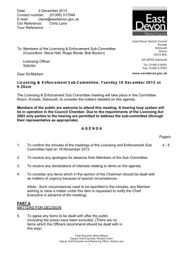 10 December 2013 - East Devon District Council