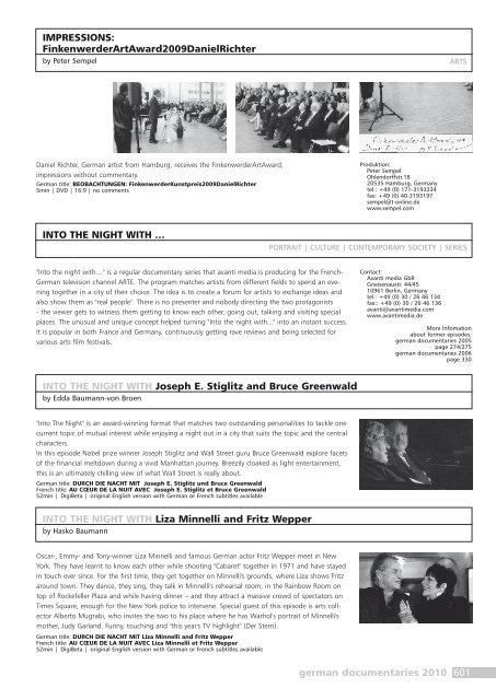 GERMAN DOCUMENTARIES 2010 (PDF - 8 MB)