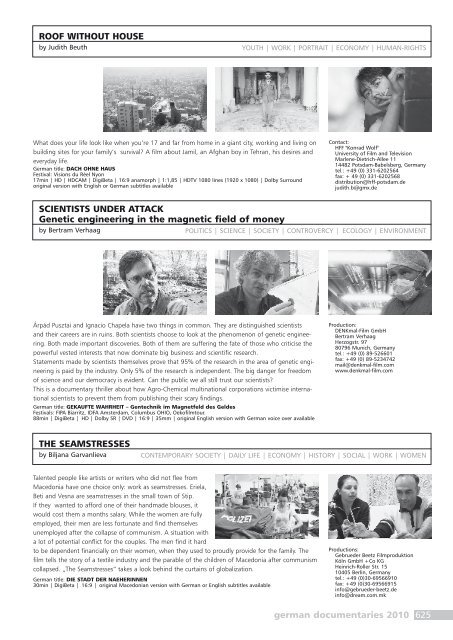 GERMAN DOCUMENTARIES 2010 (PDF - 8 MB)