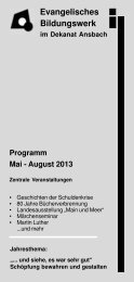 Sommerprogramm 2013 - Evangelisches Bildungswerk