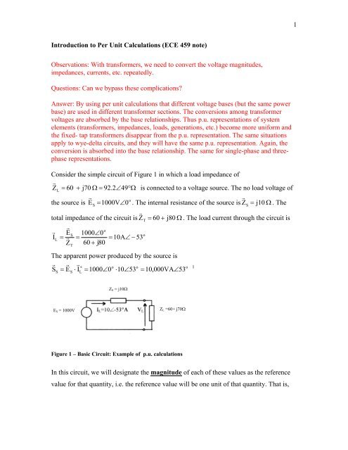 Per Unit Math Problem Introduction to Per Unit Calculations
