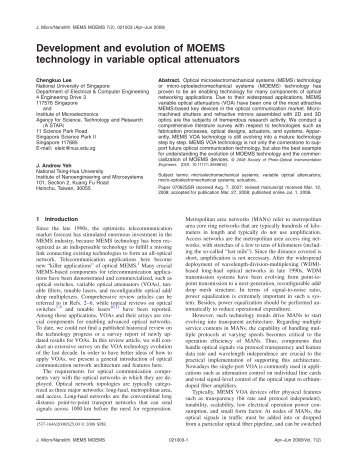 Development and evolution of MOEMS technology in variable ...