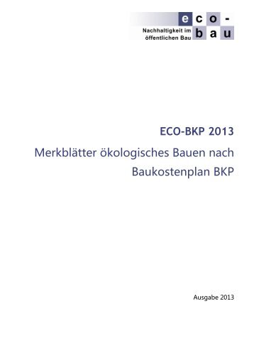 ECO-BKP Merkblätter - Eco-Bau