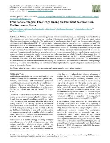 Traditional ecological knowledge among transhumant pastoralists in ...