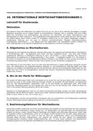 10. INTERNATIONALE WIRTSCHAFTSBEZIEHUNGEN I.