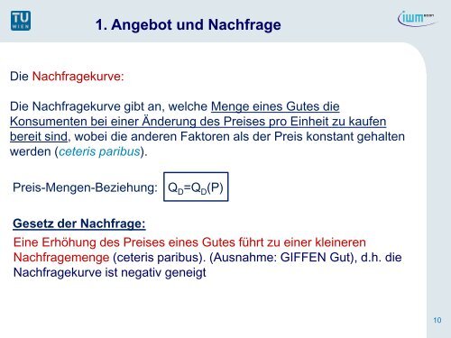 1. Angebot und Nachfrage - ECON