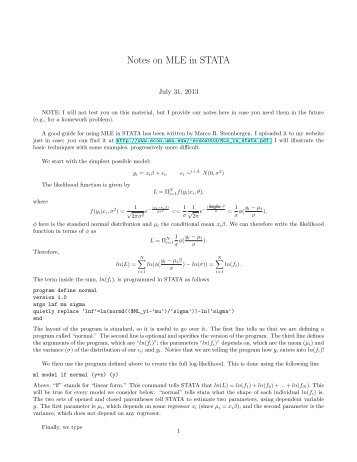 MLE estimation in STATA