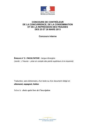 CONCOURS DE CONTRÔLEUR DE LA ... - Economie.gouv