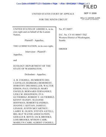 Order Denying Petition for Rehearing - Washington State ...