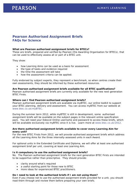 pearson iv assignment brief template