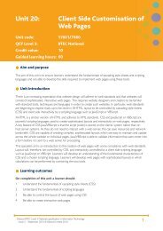 Unit 20: Client Side Customisation of Web Pages - Edexcel