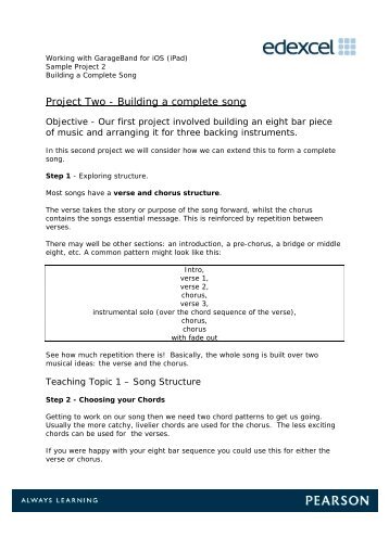 Project Two - Building a complete song - Edexcel