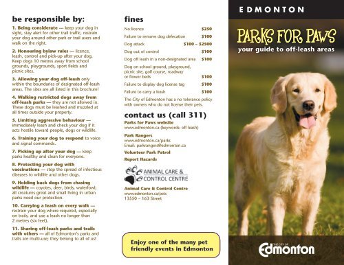 Parks For Paws - your guide to off leash areas - City of Edmonton