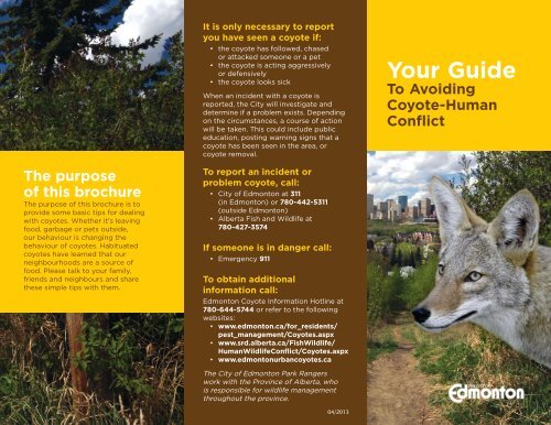 Avoiding Coyote-Human Conflict Brochure - City of Edmonton