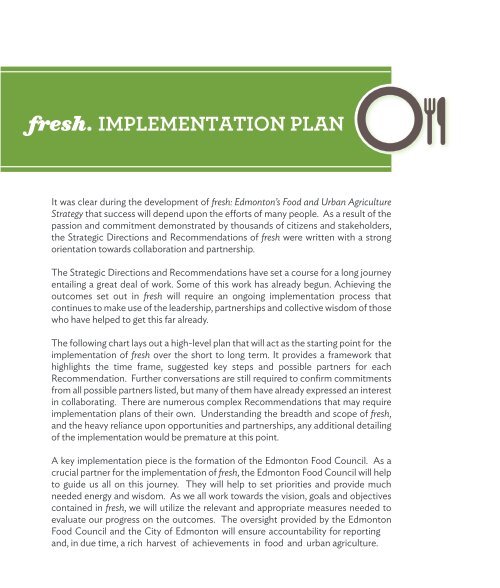 fresh: Implementation Plan - City of Edmonton